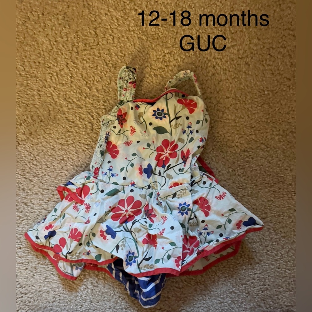 Matilda Jane romper - White with Red & Blue Flowers